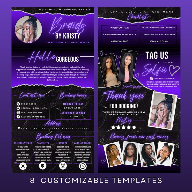 Braid Acuity Scheduling Template, Hair Braider Website Template, Braids ...