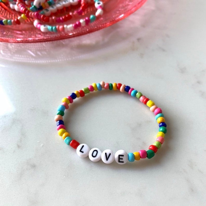 Personalised Beaded Bracelets Name Bracelet Beads Charity - Etsy UK