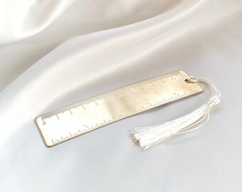 Golden Retro Ruler With Tassel | vintage durable brass metal gold europe luxury custom gift wedding personalised measuring scale gauge