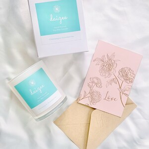 Daizee Candle Love Card Set / versare a mano cera di soia profumo naturale australia note fruttate fragole lamponi champagne san Valentino vday