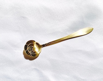 Parigino Mini Dessert Spoon / fiore di ciliegio rosa acciaio inossidabile metallo oro lusso lusso cucchiai set stoviglie stoviglie elegante arte artigianale