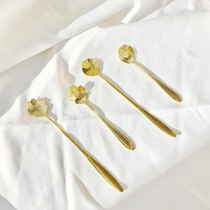 Parisian Long Stainless Steel spoon | cherry blossom rose gold golden metal stylish dessert spoons drinkware tableware deco accessory art
