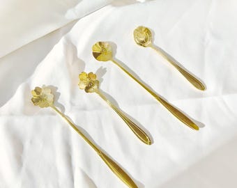 Parisian Long Stainless Steel spoon | cherry blossom rose gold golden metal stylish dessert spoons drinkware tableware deco accessory art