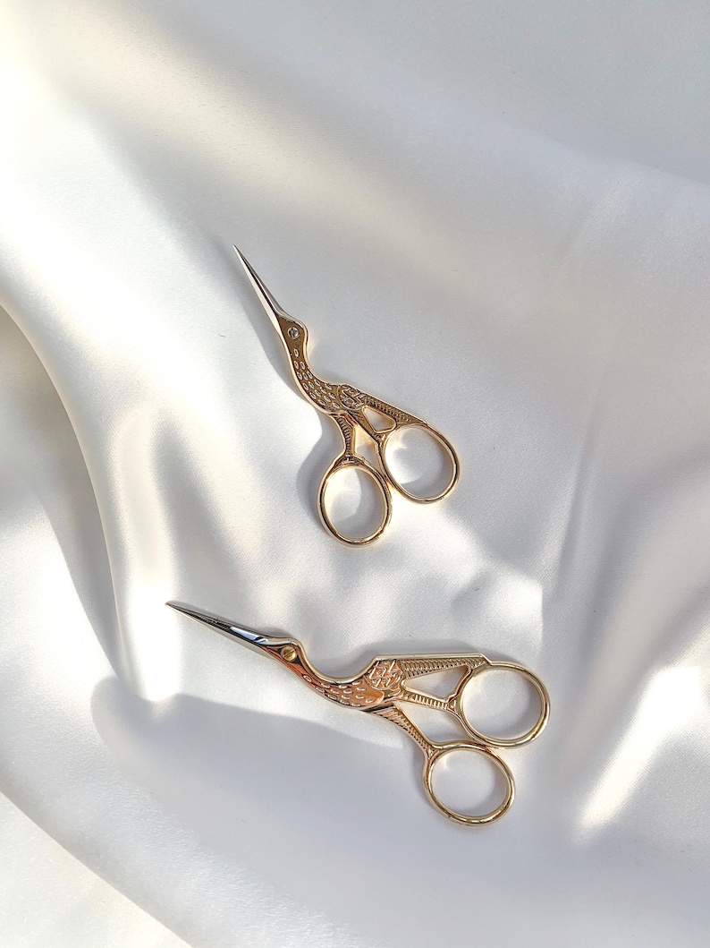 Handcrafted Embroidery Crane Scissors Copper Brass Golden Etsy