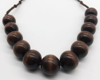 Necklace for her, wooden beads necklace, brown necklace, statement necklace, gift under 15, free shipping,  boho necklace, handmade necklace
