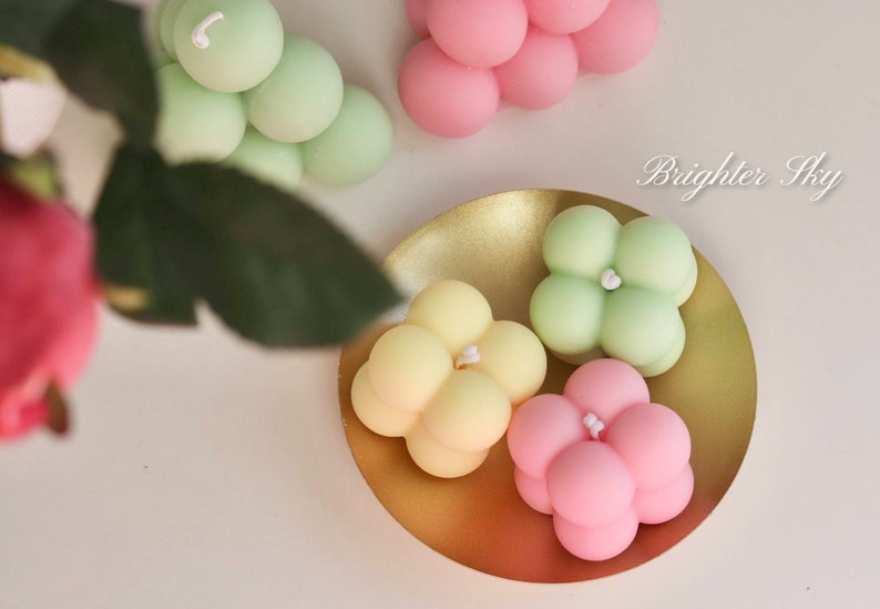 Mini Bubble Set personalized giftsbest friend gifthome decorself giftbirthday giftgift for hercute candle PinkGreenYellow+Dish