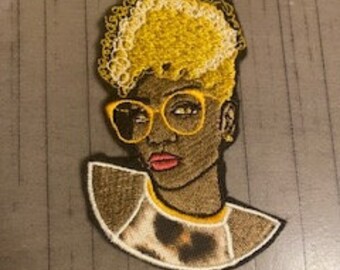 New Arrival Lady with Appliqué Top Embroidered Patch - Woman patches - Black Girl Patch | Iron on