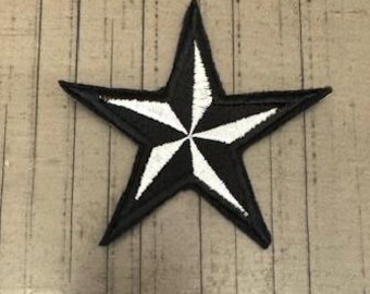 Black and White Star|Iron-On Patch|Trucker Hat|Croc Patch
