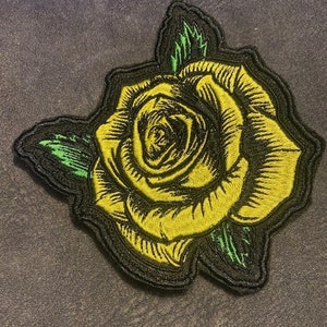 Yellow Rose|Embroiderd Patch|Adhesive Backing|Iron-On