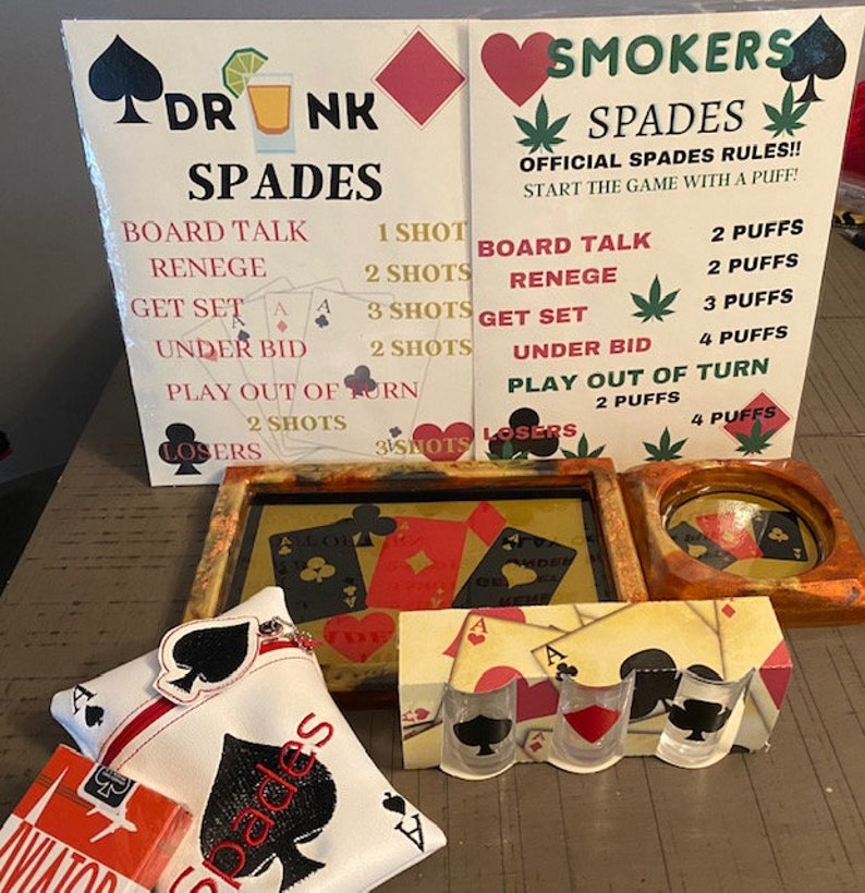Spades Bundle Game Rules Printable Drinking and Smoking Rules Digital