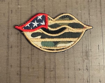 Applique Lip Patriotic Patch|Iron On|