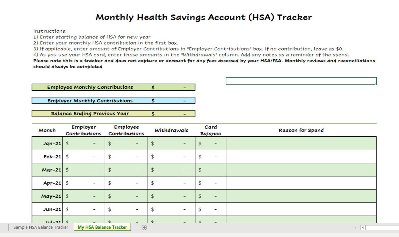Easy HSA Microsoft Excel PDF File Health Savings Account HSA Etsy