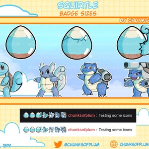 7 Squirtle Sub Cheer Loyalty Badges for Twitch Youtube or Discord