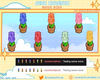 ACNH Hyacinth Twitch Badges, Loyalty Cheer Sub Badges (Digital Download)