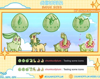 Chikorita Evolution Badges for Twitch/Discord (Digital Download)