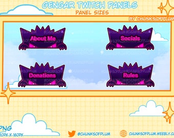 Gengar Ghost Stream Panels for Twitch or Discord, Instant Download