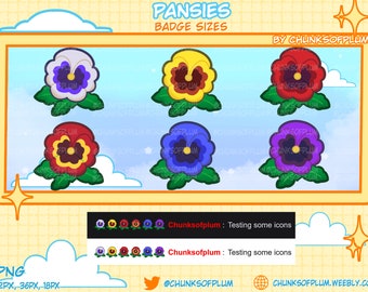 Pansies Twitch Badges, Cheer Loyalty Sub Badges (Digital Download)