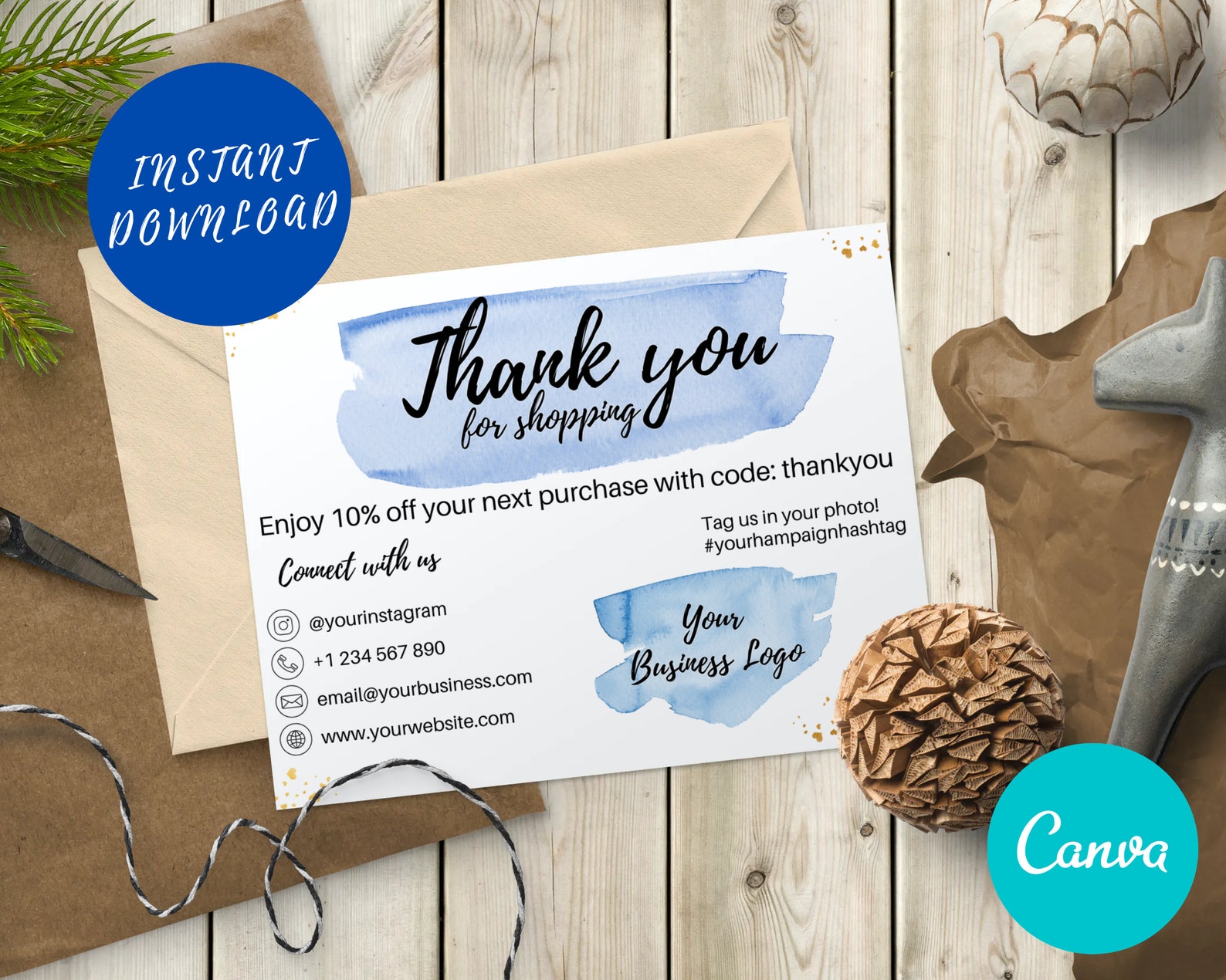 Printable Editable Thank You Card Template Thank You Package | Etsy