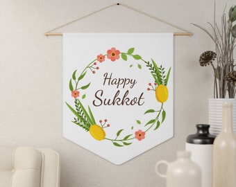 Sukkot Wandbehang, Dekoration für den jüdischen Feiertag von Sukkot, Succoth, Happy Sukkot Gruß, jüdische Wandkunst