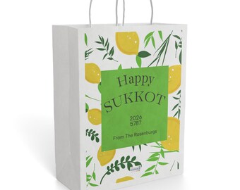 Personalized Sukkot Paper Gift Bag, for Jewish celebration. For High Holiday