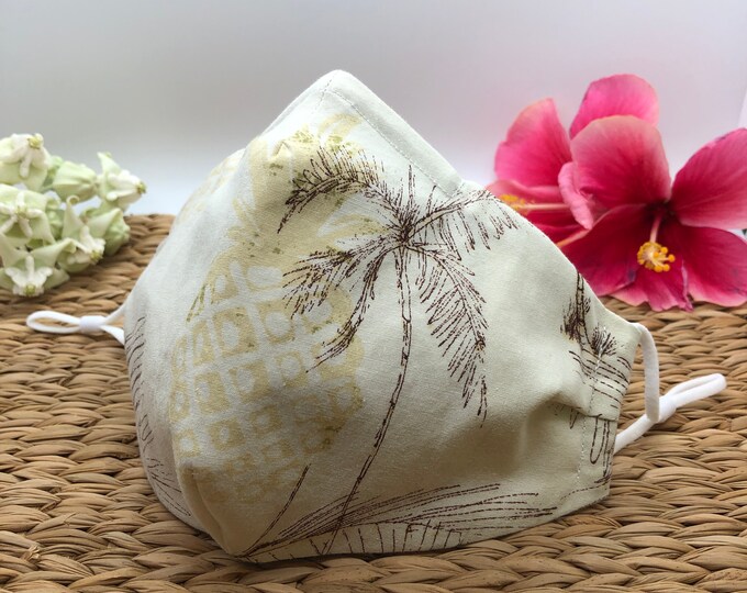 Hawaiian Pineapple & Palm Tree Face Mask W/ Nose Wire and Etsy