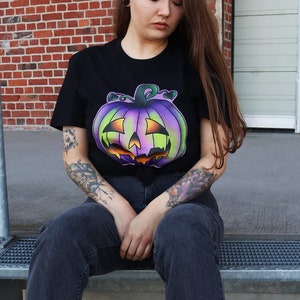 Spooky Pumpkin - Camicia Biologica | T-Shirt Zucca | Camicia di Halloween | | di abbigliamento stregone Witch T-Shirt | Camicia Autunno | Case tea | Top Strega