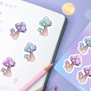 Magic Mushroom Sticker Sheet | Vinyl Glossy Holo Magic Witchy Sticker | Waterproof Scrapbook Planner Bullet Journal Laptop Sticker Set