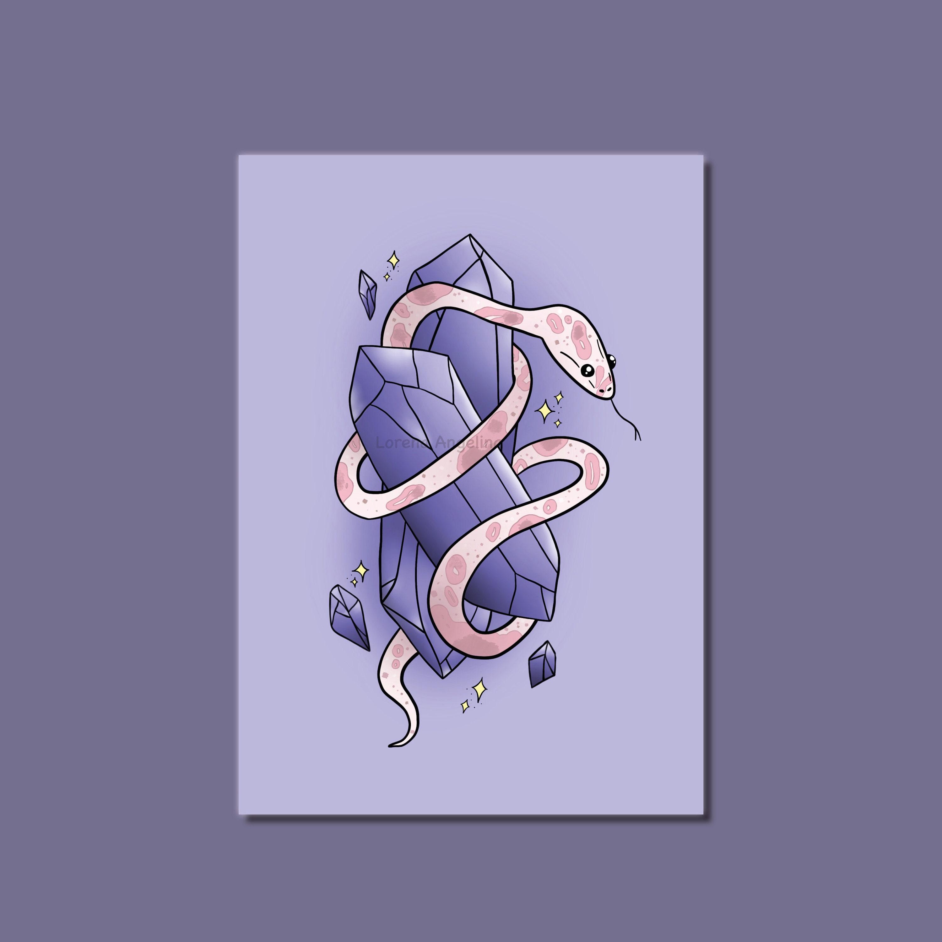 Crystal Snake Art Print Witchy Art Print Pastel Wall Decor Etsy