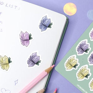 Pastel Witch Crystal Sticker Sheet | Vinyl Glossy Magic Witchy Stickers | Waterproof Scrapbook Planner Bullet Journal Laptop Sticker Set
