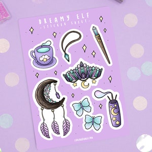 Dreamy Elf Sticker Sheet | Pastel Elven Sticker Pack | Planner Stickers Bullet Journal Stickers | Dreamy Kawaii Fairy Witchy Cute Fairycore
