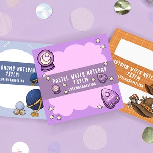 Notatniki Witchy 50 arkuszy | Jesienny notatnik | Pastelowy notatnik czarownicy | Artykuły papiernicze na Halloween | Notatki Czarownicy | Notatniki Kawaii | Pracuj w domu