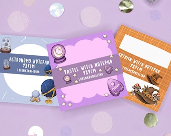 Witchy Notepads 50 Sheets | Autumn memopad | Pastel Witch Notepad | Halloween Stationery | Witch Notes | Kawaii Notepads | Work From Home