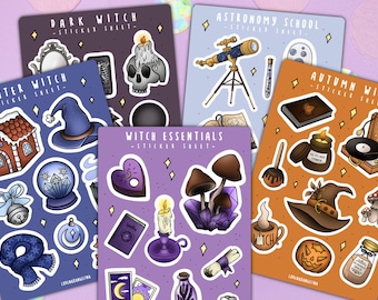 Witchy Sticker Sheets | Autumn Sticker Witch Essentials Sticker Sheet | Planner Stickers Bullet Journal Witch Scrapbooking | Witchy Stickers