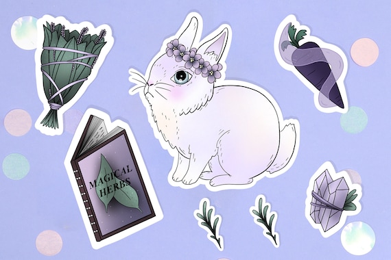 Witchy Bunny Sticker Pack Pastel Witch Stickers Wiccan Stickers