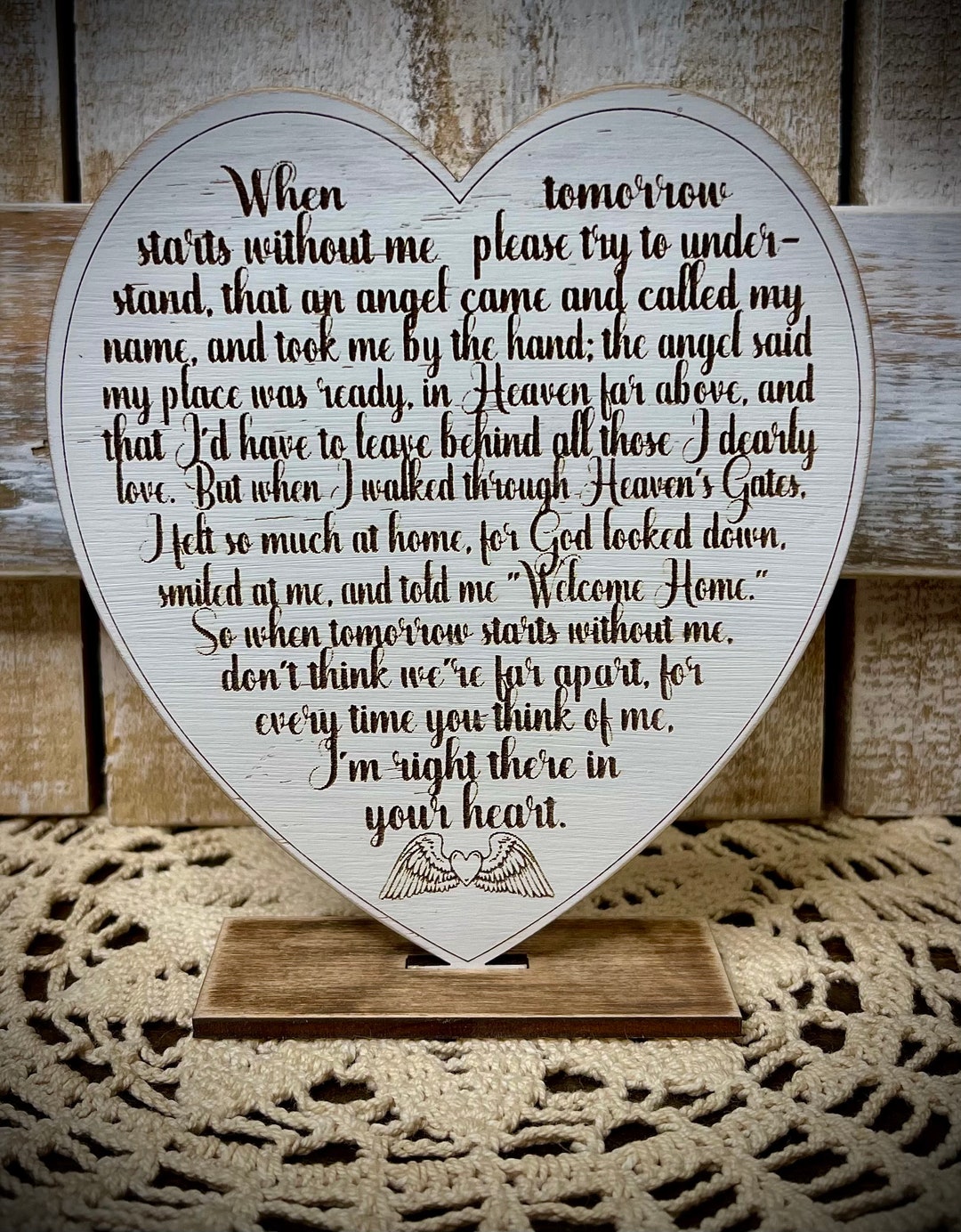 Heart Poem when Tomorrow Starts Without Me Memorial Gift Prayers Heart poem when tomorrow starts without me memorial gift prayers