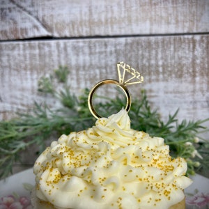 Engagement Ring Cupcake toppers and charms, Mirrored gold, silver or rose gold, Wedding, Engagement