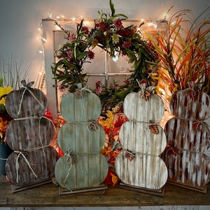Ship lap Stacked Pumpkins Shelf Sitter, Pumpkins, Fall, Home Decor