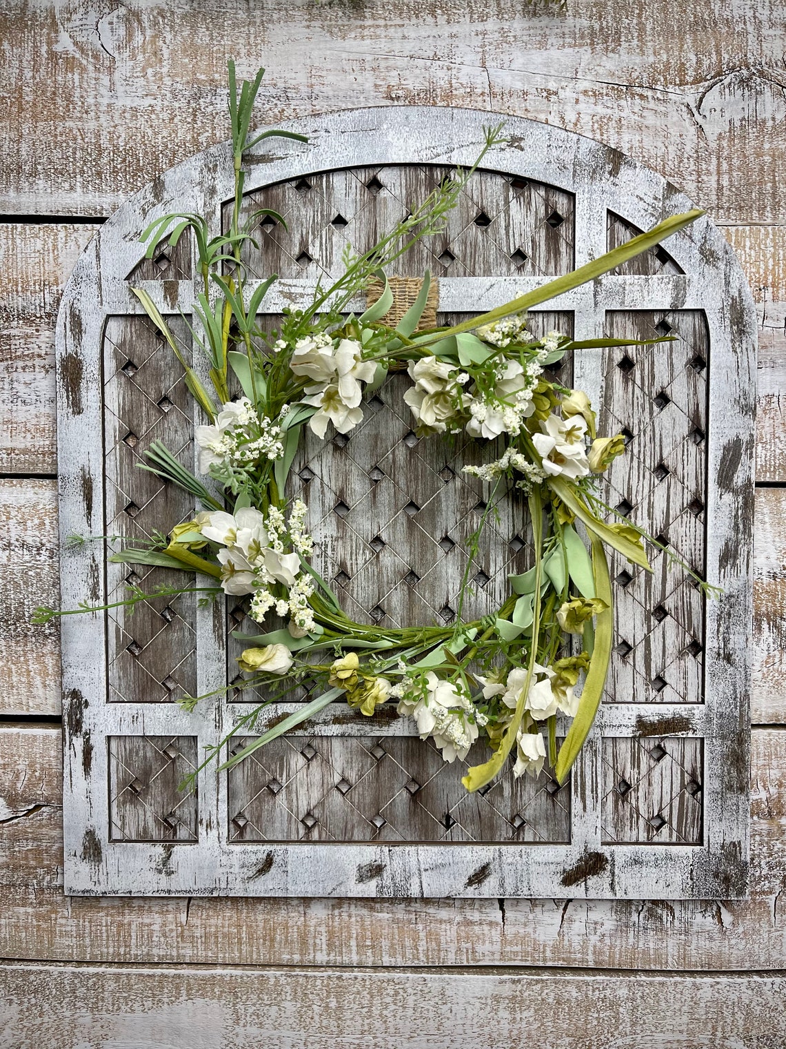 Arched Basket Weave Wall Panel With Wreath Farmhouse Decor Etsy