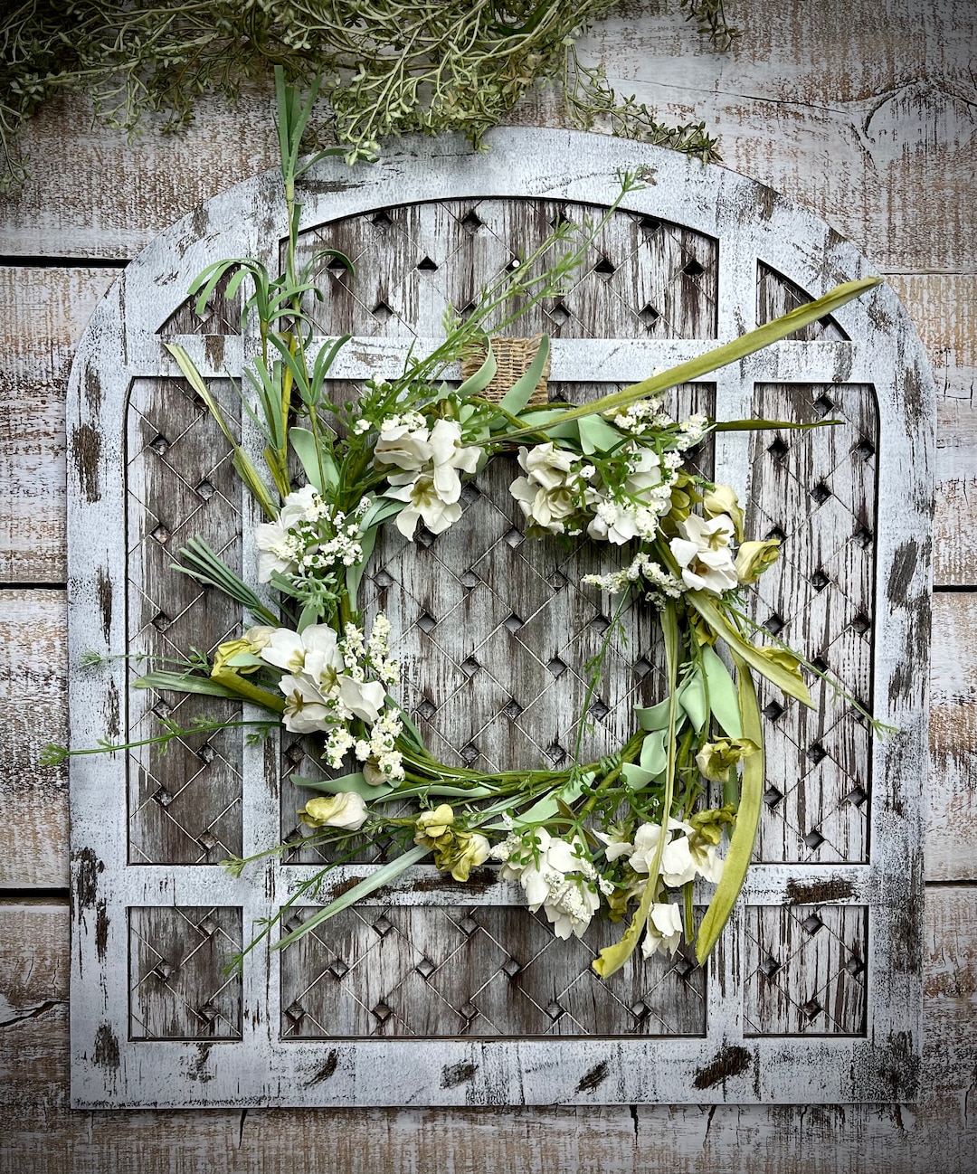 Arched Basket Weave Wall Panel With Wreath Farmhouse Decor Etsy