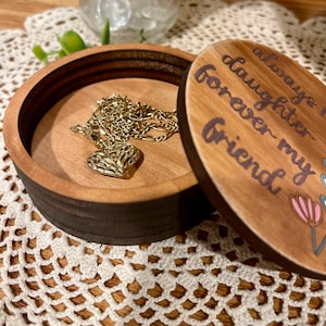 Trinket/Ring Box, Mom, Daughter, Jewelry Box, Laser Cut, Hand Painted, Gifts, Flowers, Storage and Organization