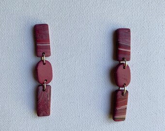 Boucles d'oreilles en marbre rouge