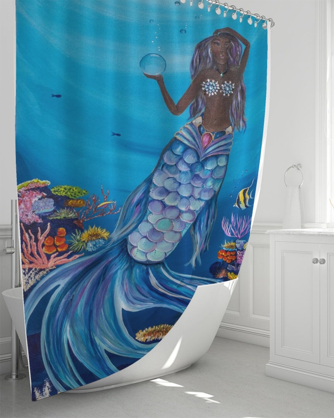 Shower Curtain 72x72 Mermaid Life Etsy