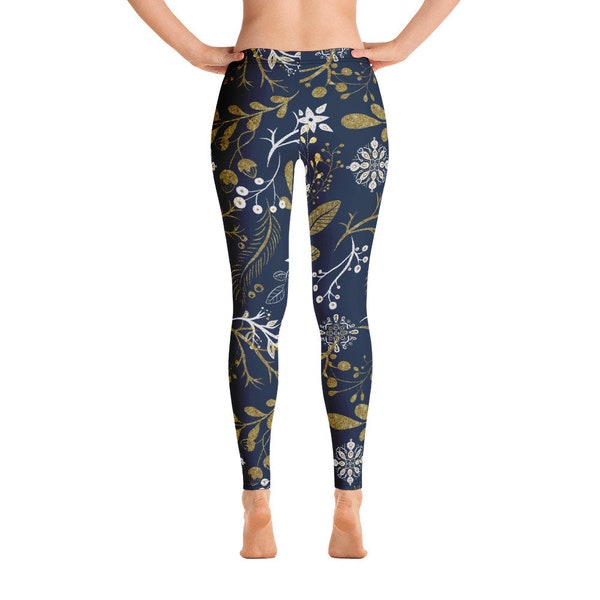 Ladies Floral Leggings. Perfect for yoga, while working out at the gym, walking, jogging or just casual wear.