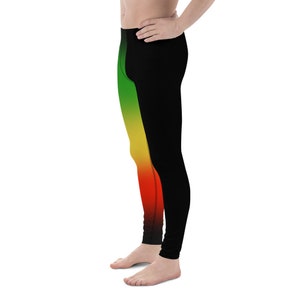 Rasta Style Men&#39;s Leggings | Meggs | Meggings | Rasta for Men | Rasta Clothing | Rasta Jamaican | Workout | Sports Tights | Gifts for Him