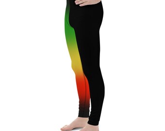 Rasta Style Men&#39;s Leggings | Meggs | Meggings | Rasta for Men | Rasta Clothing | Rasta Jamaican | Workout | Sports Tights | Gifts for Him