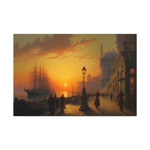 City Scape by the Water Canvas Gallery Wraps | Modern Art | Design Art | House Warming Art Gift | Wall Art | Entry Art | Office Art