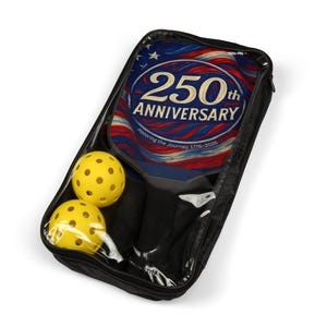 250th Anniversary Pickleball Kit, Wooden Paddles, USA Patriotic Design, Includes Bag image 1