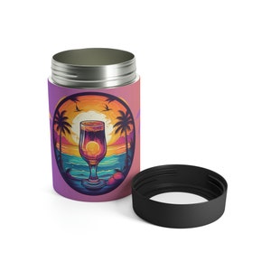 Tropical Paradise Sunset Can Cooler | Beer Can Holder | Wine Beverage Bottle Sleeve | Soda Can Cooler | Drink Cooler |