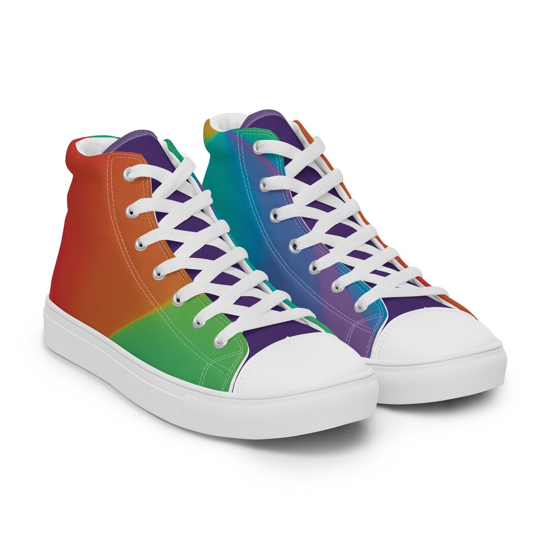 Rainbow Hightop Canvas Shoes Pride Shoes Colorful Sneakers Rainbow