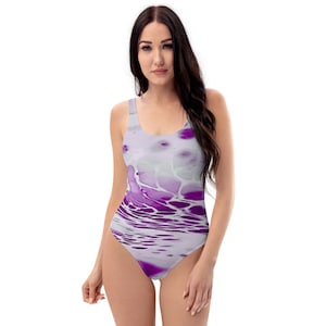 Purple Droplets One-Piece Cheeky Swimsuit